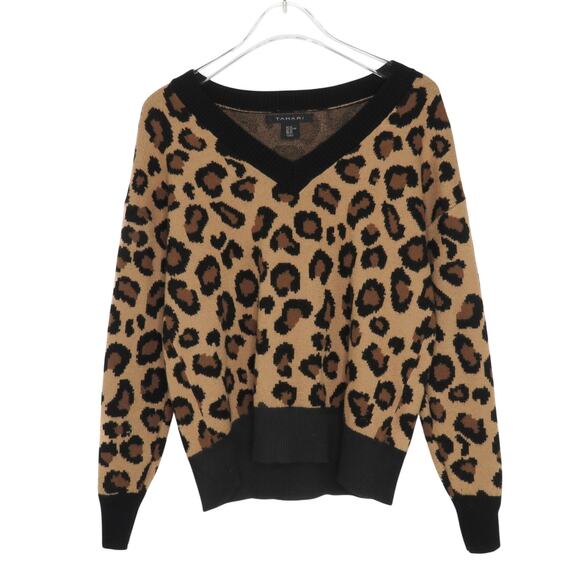 Tahari Leopard Print V-Neck Sweater Animal Print Cheetah Knit Pullover XS - Picture 1 of 4